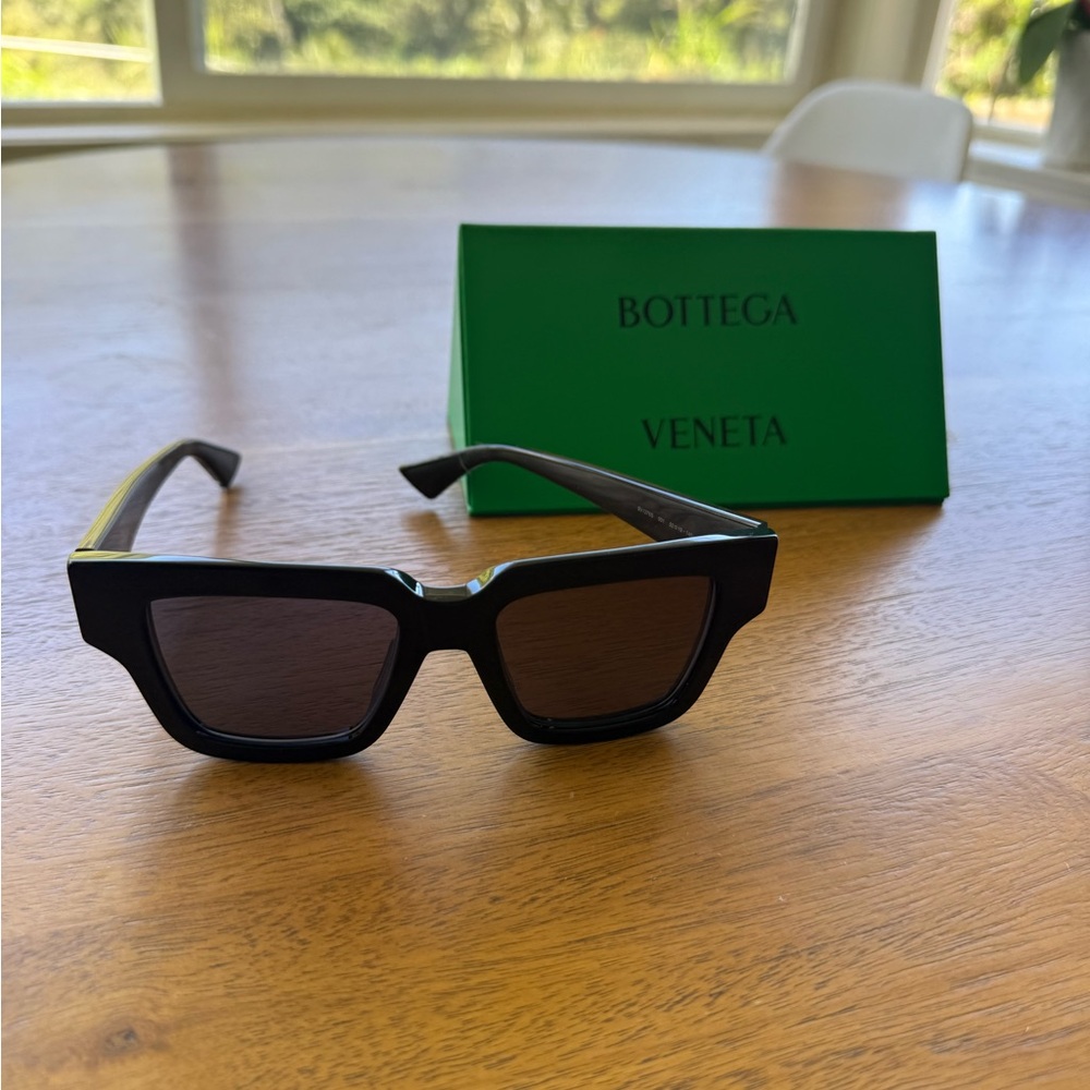 Bottega Veneta Black Rectangular Sunglasses